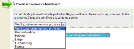 Choix de la province bénéficiare de la vente du permis de pêche Choix de la province bénéficiaire de la vente du permis de pêche