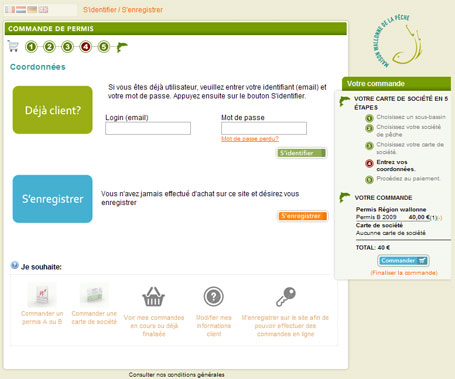 Validation de la commande du permis de pêche de la Région wallonne Validation de la commande du permis de pêche de la Région wallonne