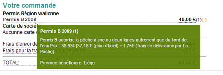 Description des produits commandés Description des produits commandés